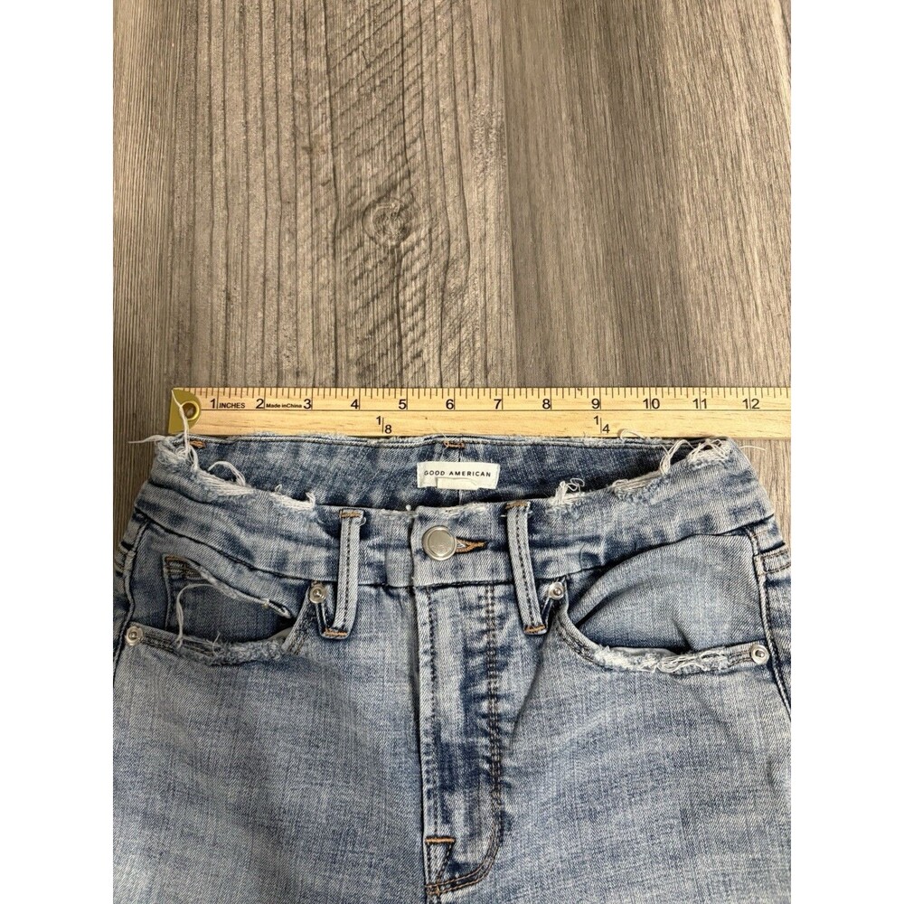 Good American Jeans Womens 2/26 Skinny High Rise Stretch Designer Frayed - Picture 4 of 8